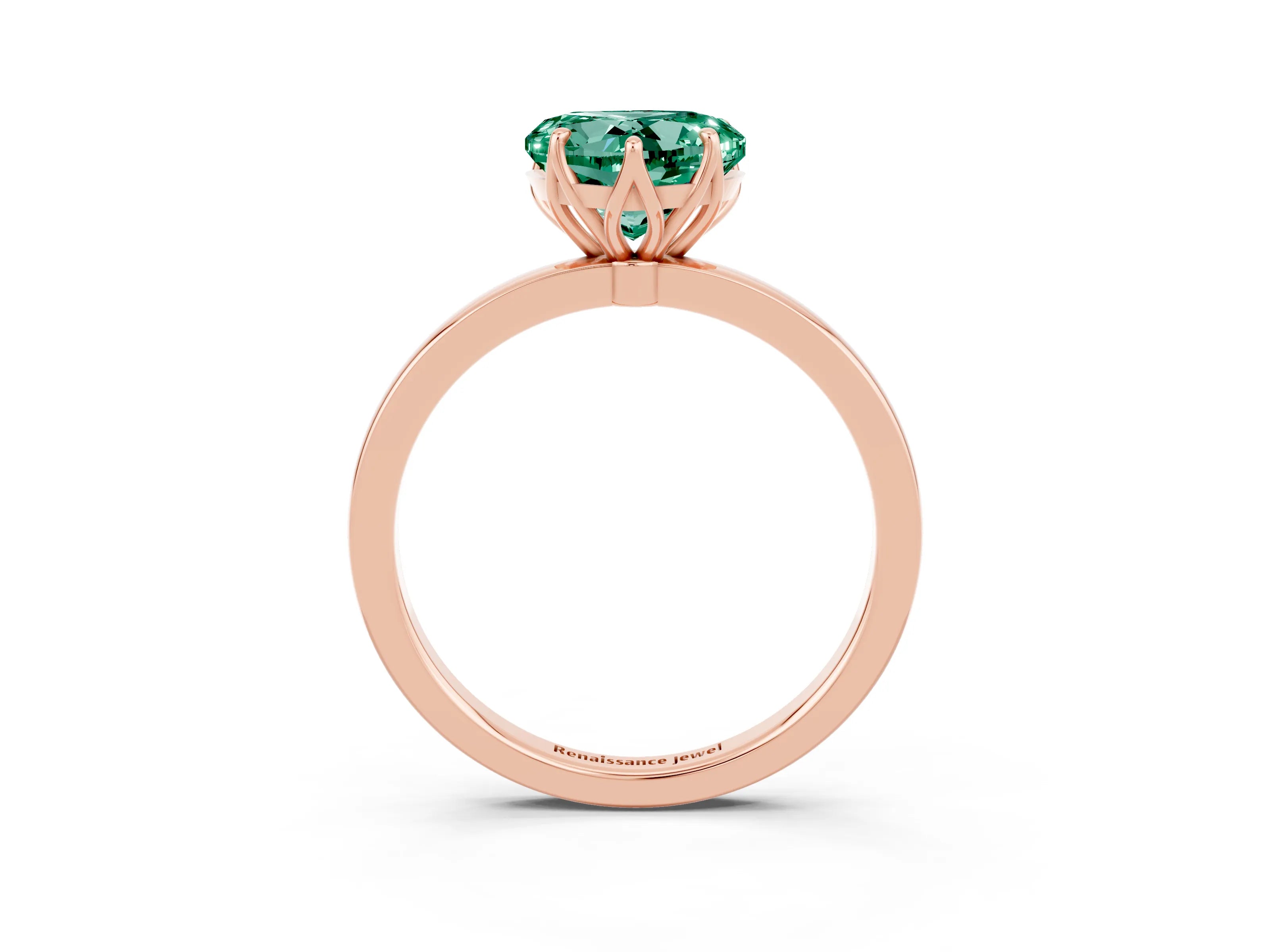 Rose gold Heart Cut Solitaire Diamond Ring with Thin Band and Four-Prong Setting_3