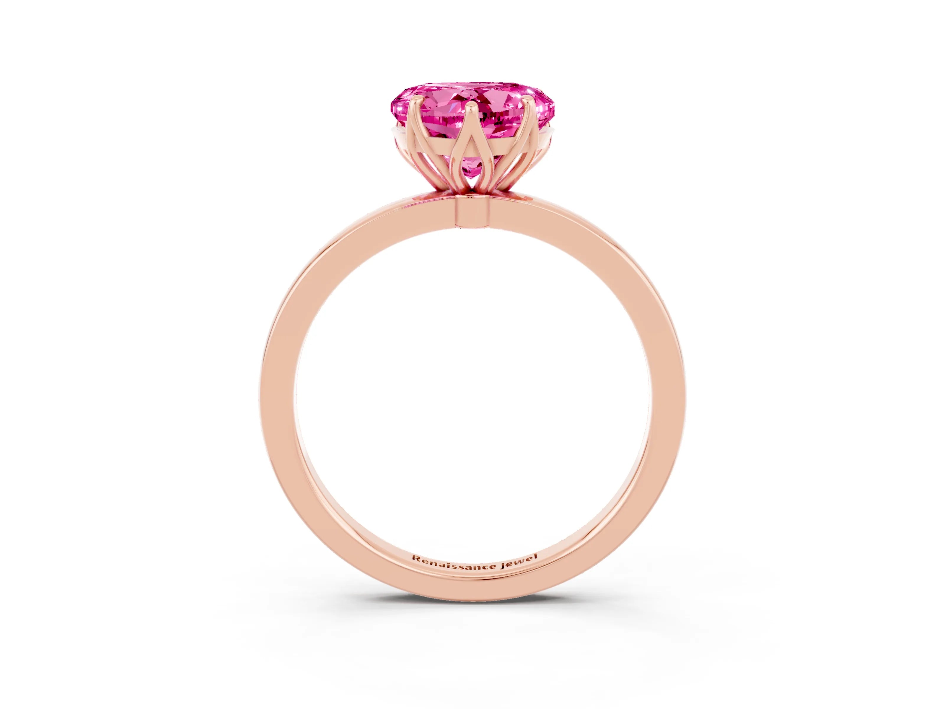 Rose gold Heart Cut Solitaire Diamond Ring with Thin Band and Four-Prong Setting_3
