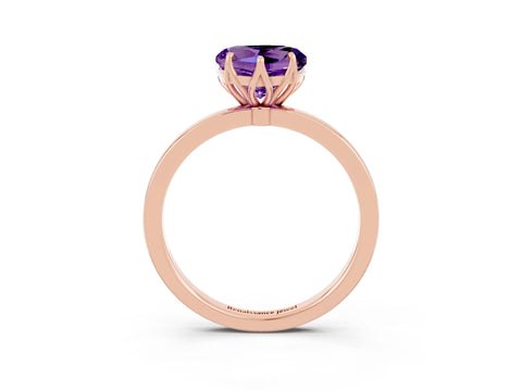 Rose gold Heart Cut Solitaire Diamond Ring with Thin Band and Four-Prong Setting_3