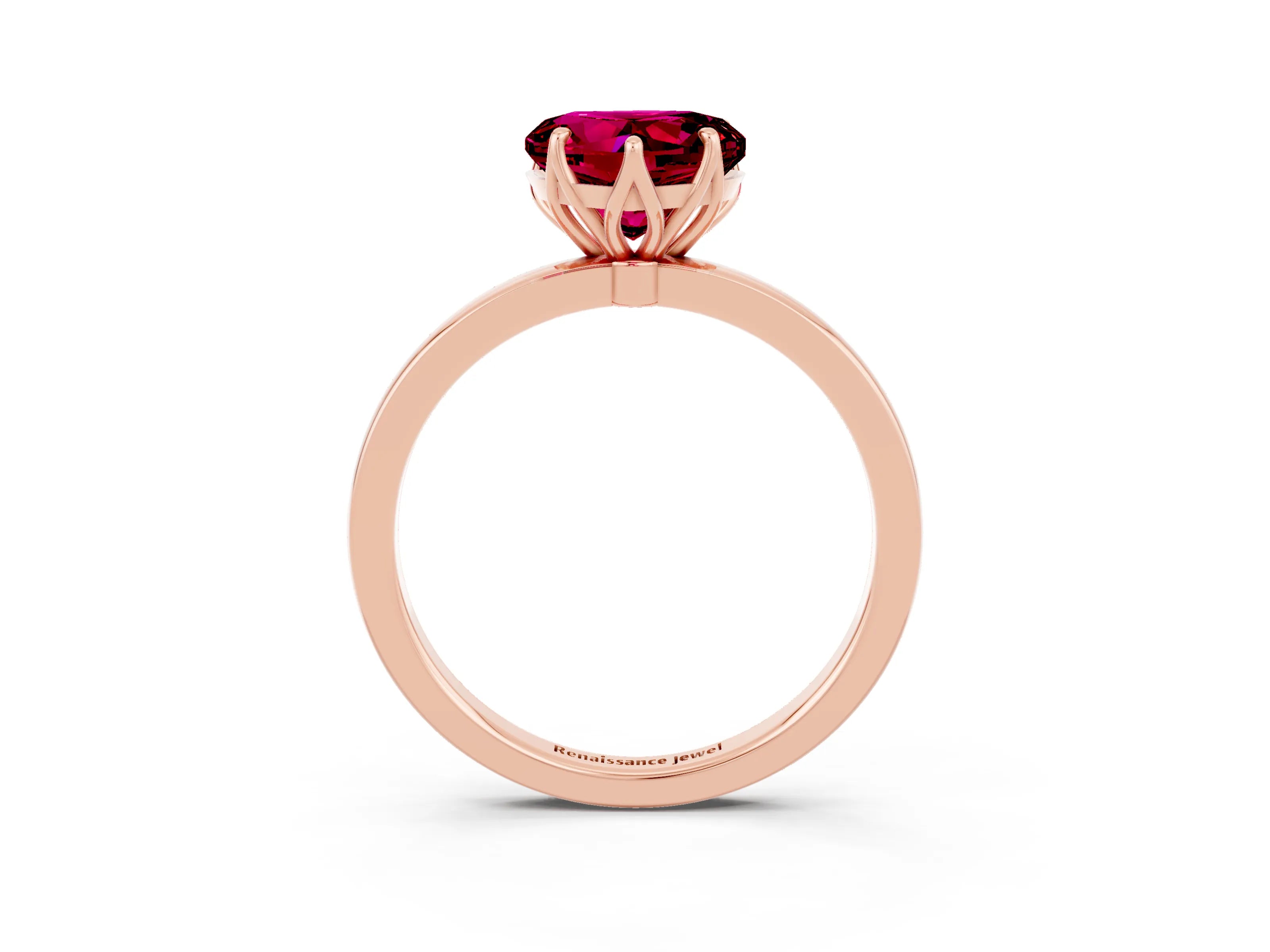 Rose gold Heart Cut Solitaire Diamond Ring with Thin Band and Four-Prong Setting_3