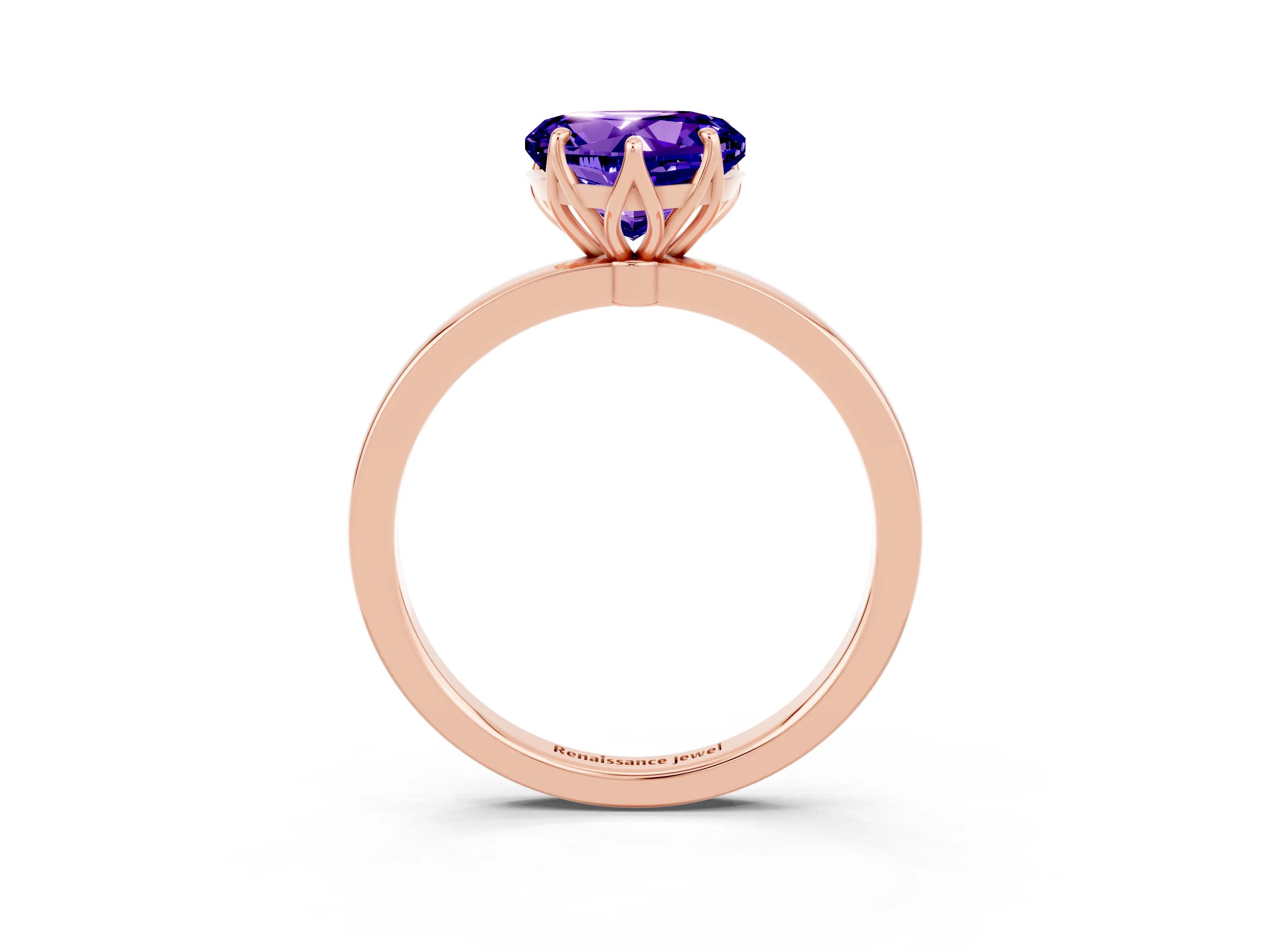 Rose gold Heart Cut Solitaire Diamond Ring with Thin Band and Four-Prong Setting_3