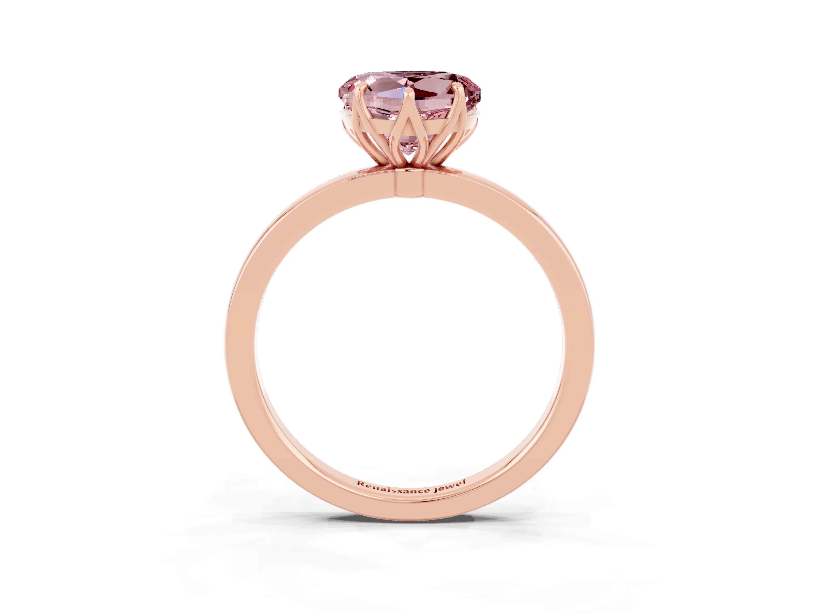 Rose gold Heart Cut Solitaire Diamond Ring with Thin Band and Four-Prong Setting_3