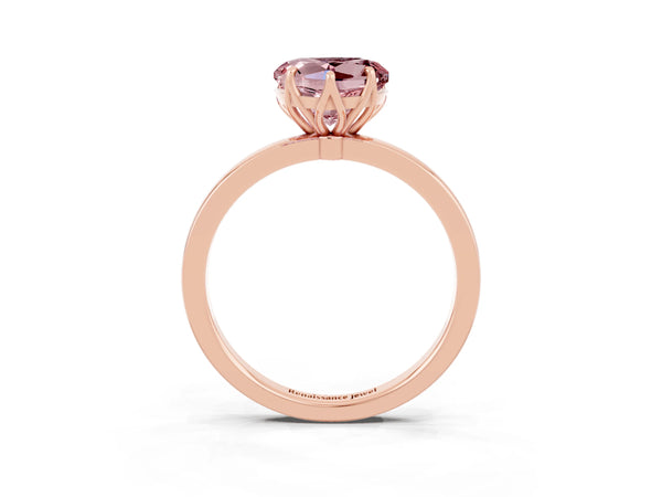 Rose gold Heart Cut Solitaire Diamond Ring with Thin Band and Four-Prong Setting