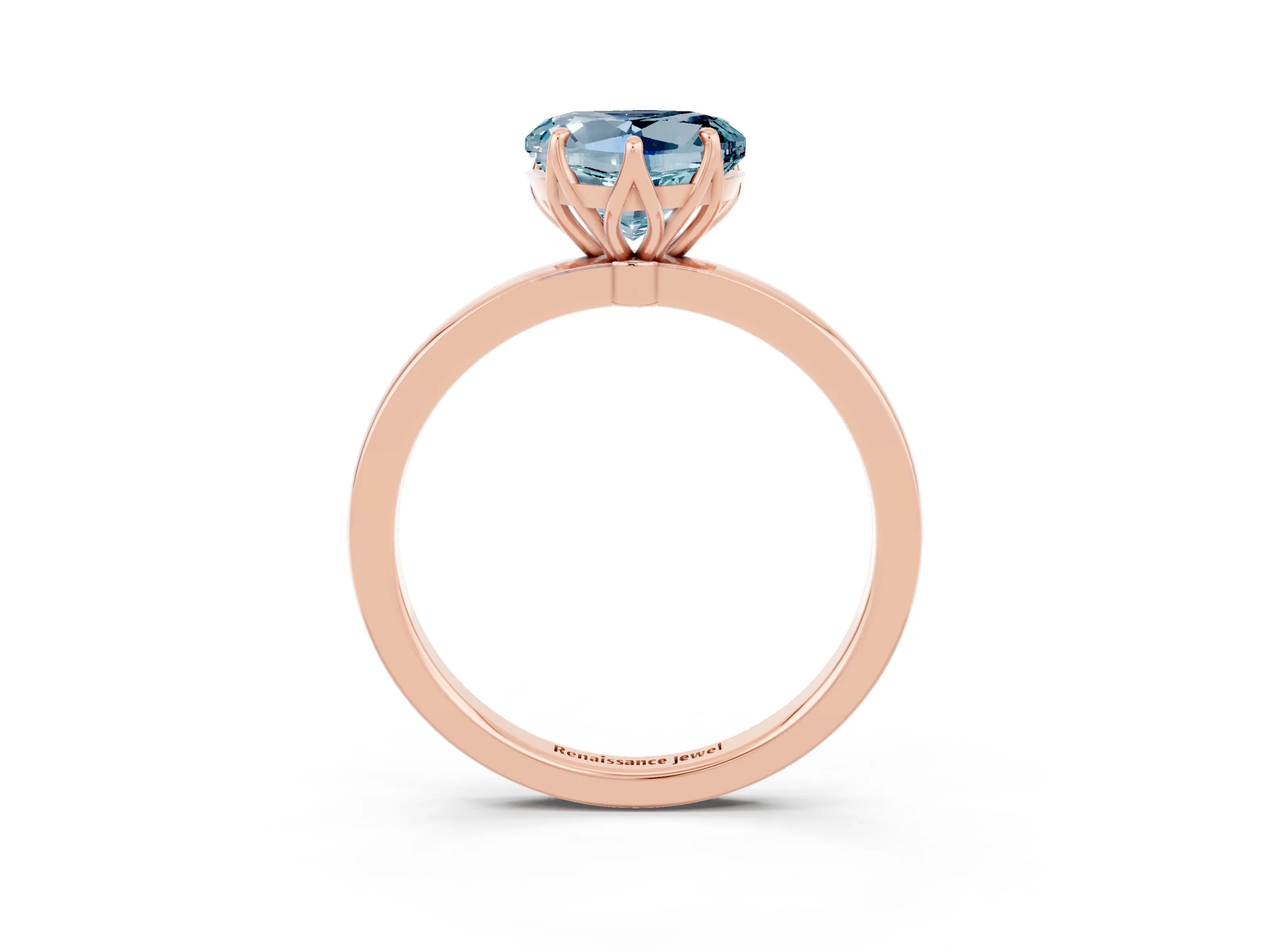 Rose gold Heart Cut Solitaire Diamond Ring with Thin Band and Four-Prong Setting_3