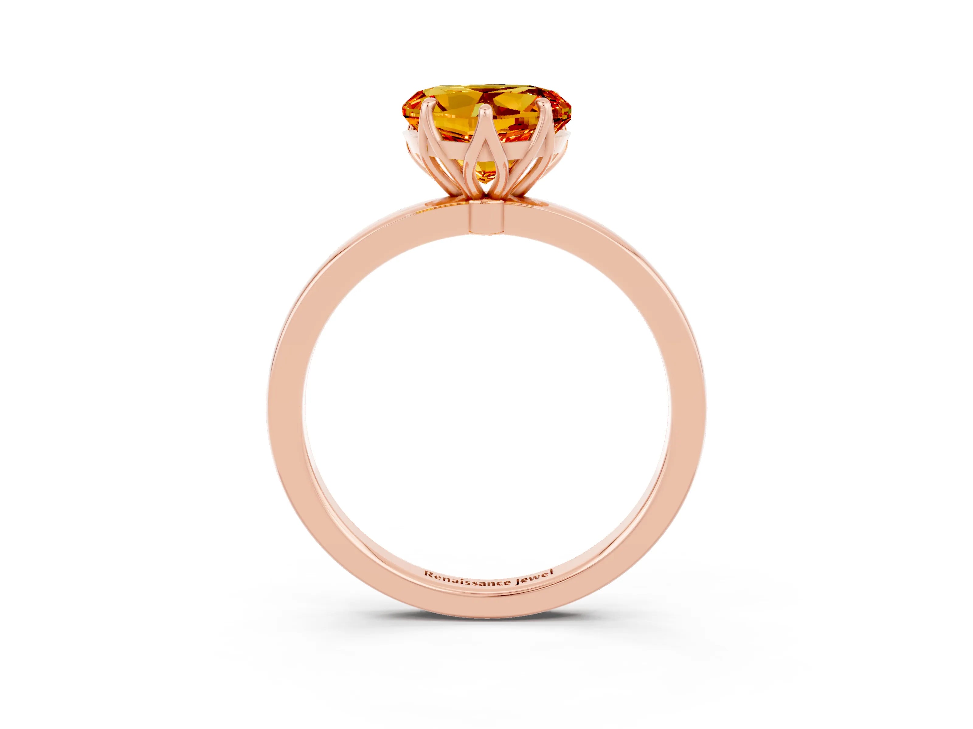 Rose gold Heart Cut Solitaire Diamond Ring with Thin Band and Four-Prong Setting_3