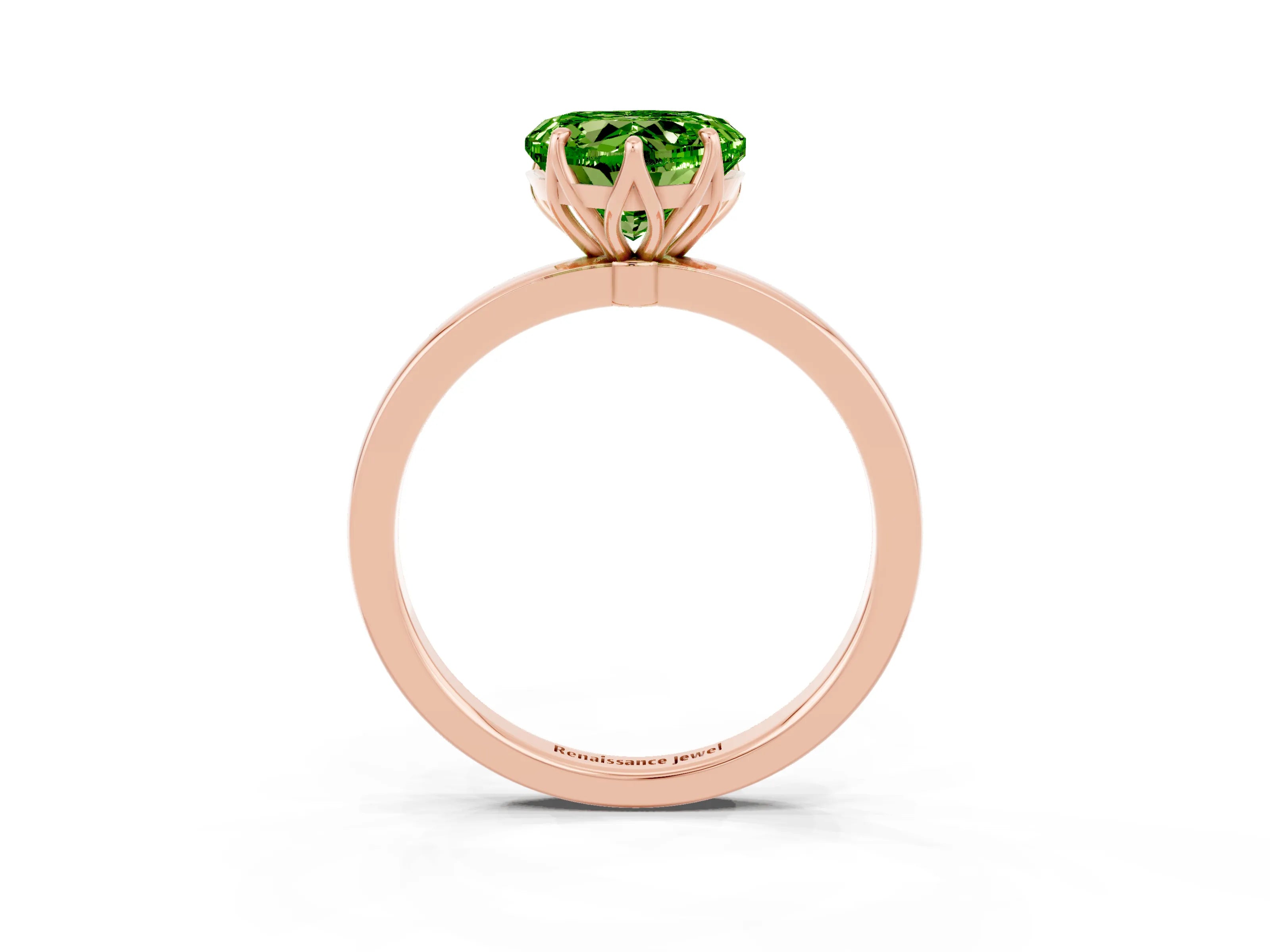Rose gold Heart Cut Solitaire Diamond Ring with Thin Band and Four-Prong Setting_3