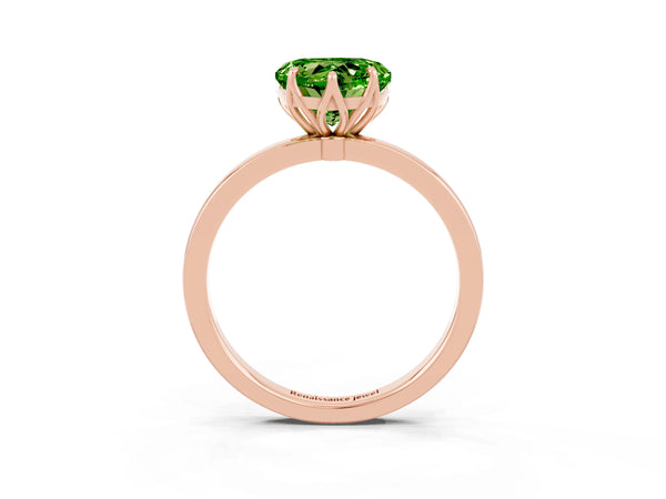 Rose gold Heart Cut Solitaire Diamond Ring with Thin Band and Four-Prong Setting