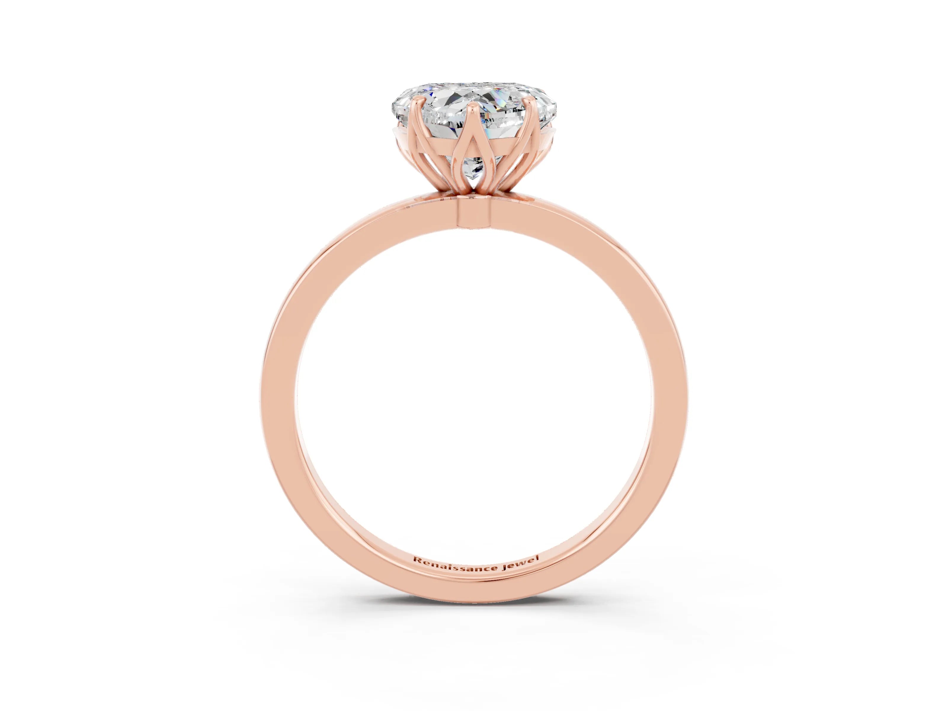 Rose gold Heart Cut Solitaire Diamond Ring with Thin Band and Four-Prong Setting_3