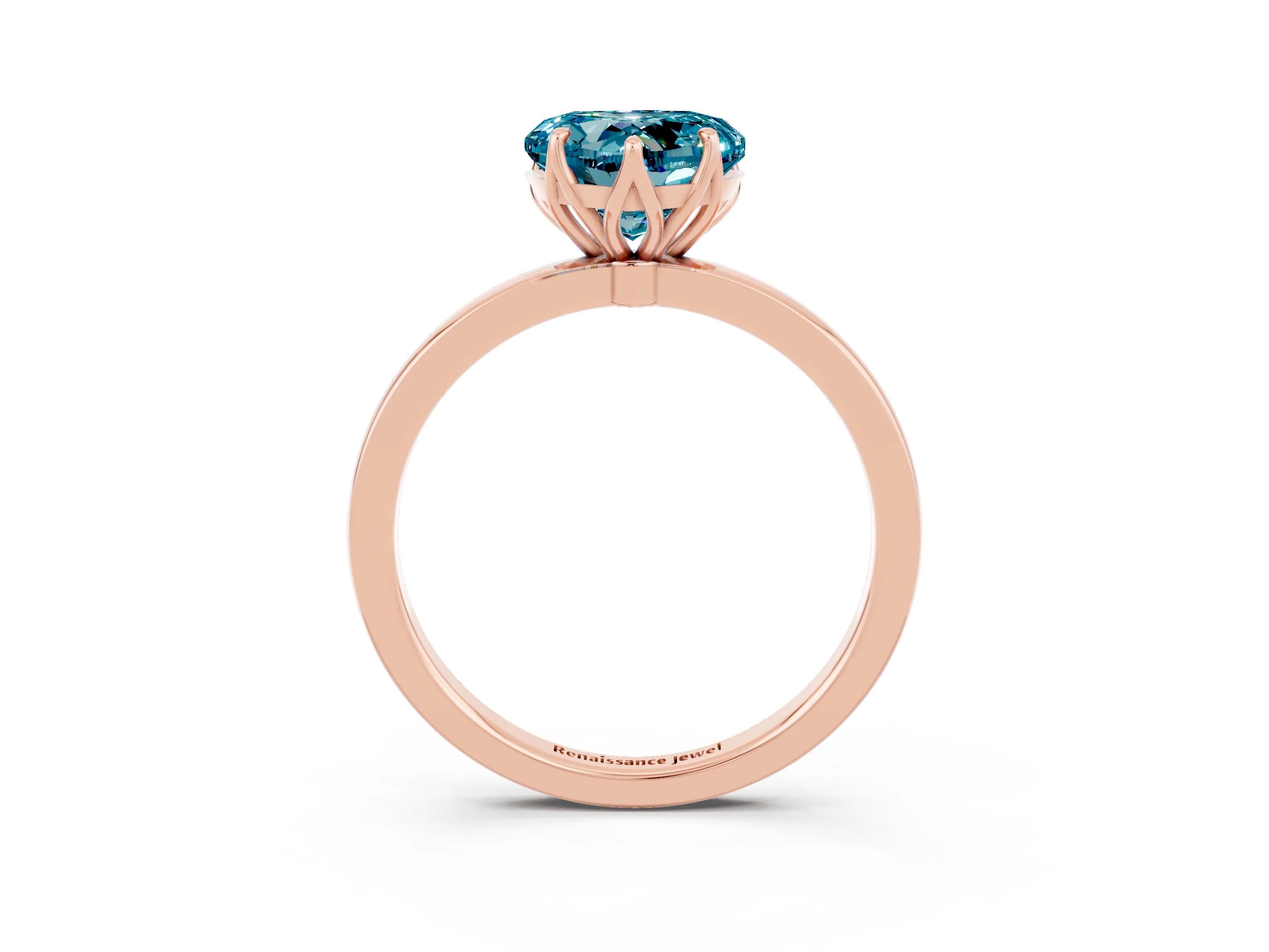 Rose gold Heart Cut Solitaire Diamond Ring with Thin Band and Four-Prong Setting_3