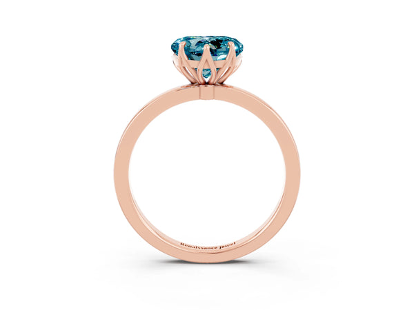 Rose gold Heart Cut Solitaire Diamond Ring with Thin Band and Four-Prong Setting
