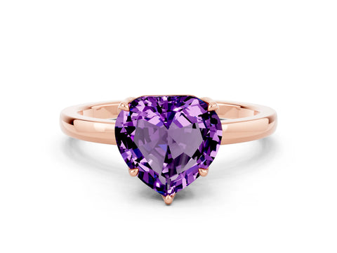 Rose gold Heart Cut Solitaire Diamond Ring with Thin Band and Four-Prong Setting
