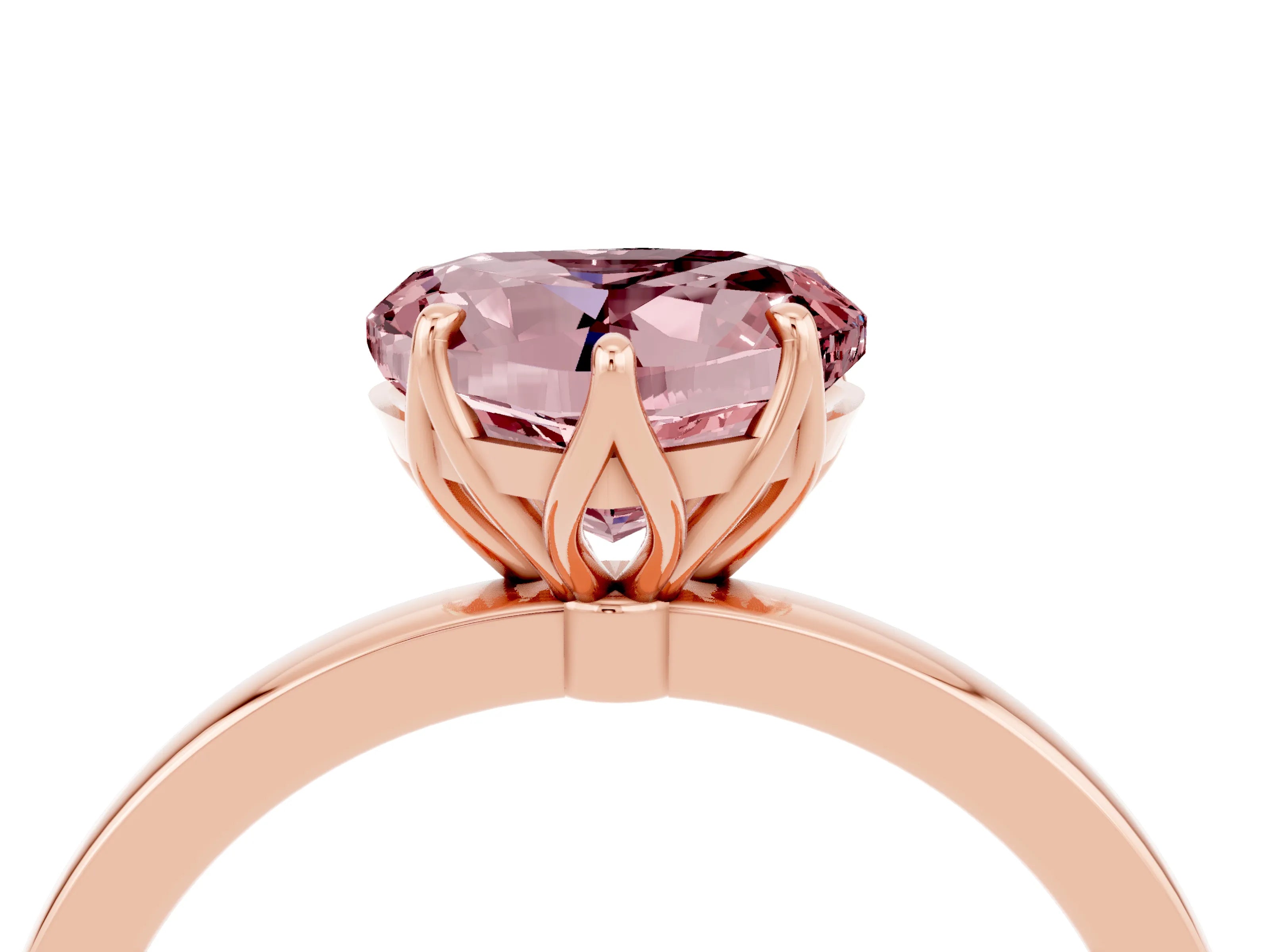 Rose gold Heart Cut Solitaire Diamond Ring with Thin Band and Four-Prong Setting_4