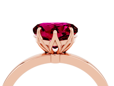 Rose gold Heart Cut Solitaire Diamond Ring with Thin Band and Four-Prong Setting_4