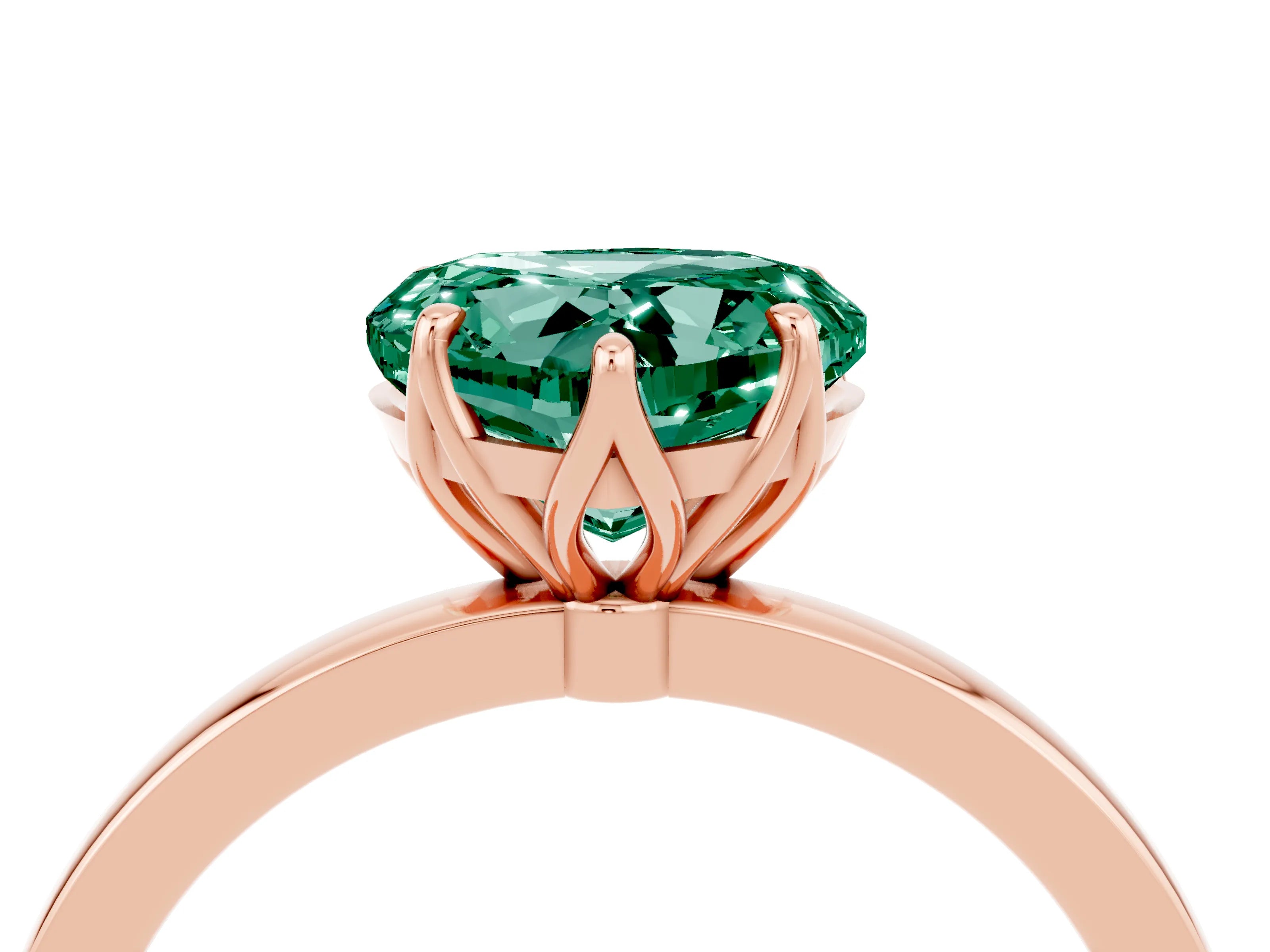 Rose gold Heart Cut Solitaire Diamond Ring with Thin Band and Four-Prong Setting_4