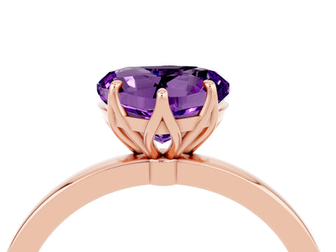 Rose gold Heart Cut Solitaire Diamond Ring with Thin Band and Four-Prong Setting_4