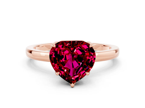Rose gold Heart Cut Solitaire Diamond Ring with Thin Band and Four-Prong Setting