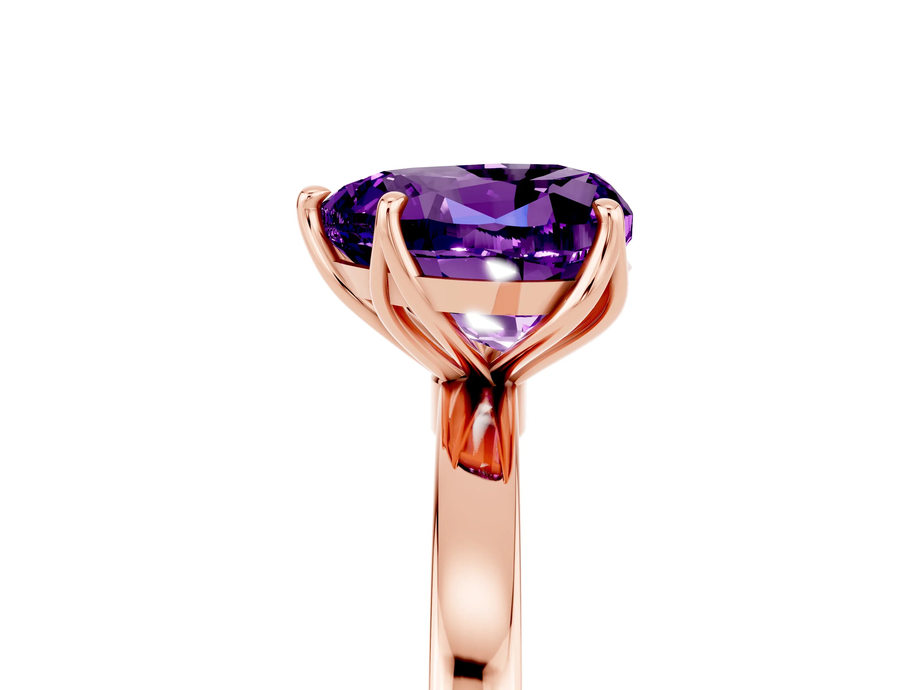 Rose gold Heart Cut Solitaire Diamond Ring with Thin Band and Four-Prong Setting_5
