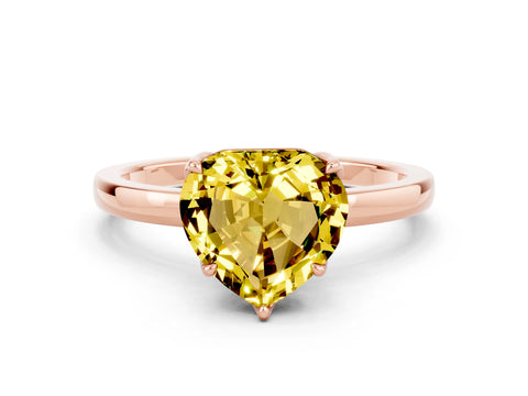 Rose gold Heart Cut Solitaire Diamond Ring with Thin Band and Four-Prong Setting