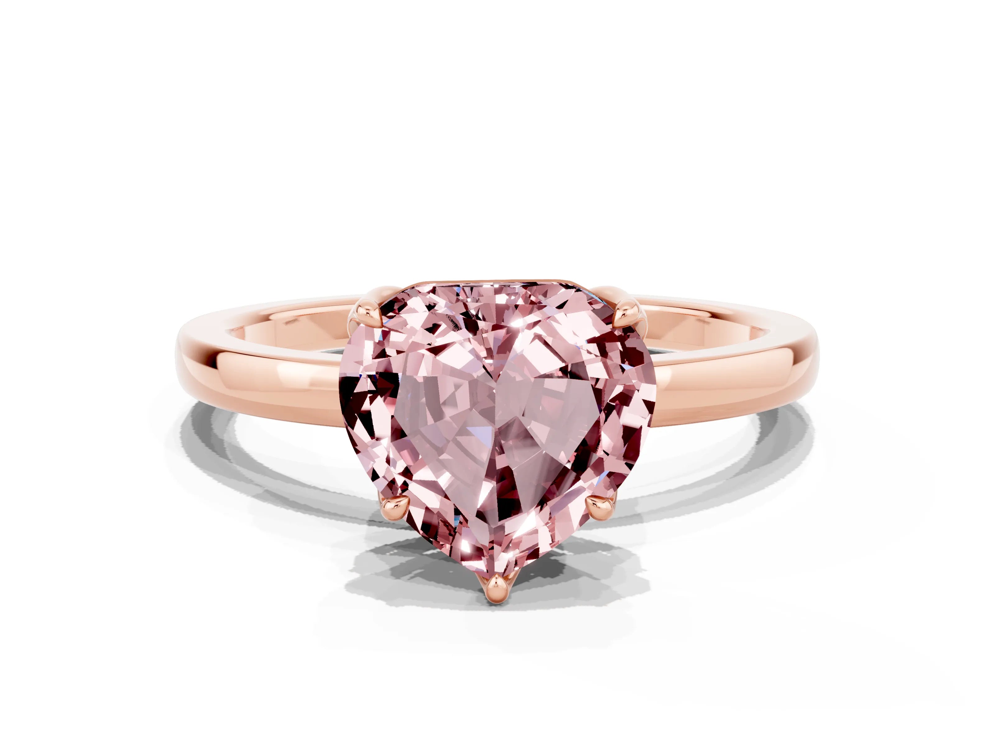 Rose gold Heart Cut Solitaire Diamond Ring with Thin Band and Four-Prong Setting