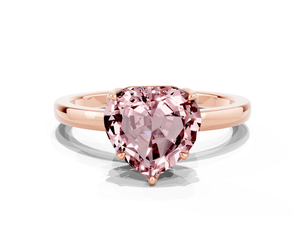 Rose gold Heart Cut Solitaire Diamond Ring with Thin Band and Four-Prong Setting