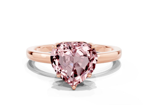 Rose gold Heart Cut Solitaire Diamond Ring with Thin Band and Four-Prong Setting