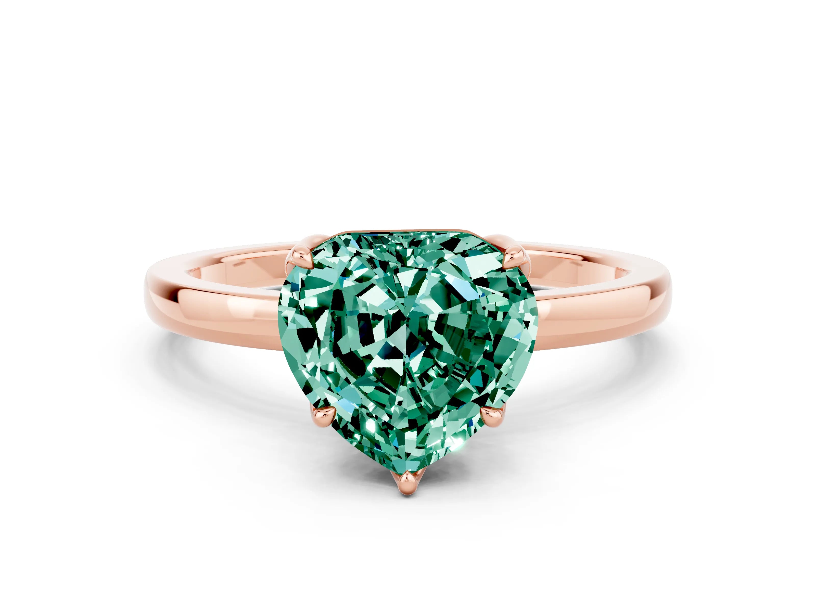 Rose gold Heart Cut Solitaire Diamond Ring with Thin Band and Four-Prong Setting