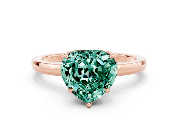 Rose gold Heart Cut Solitaire Diamond Ring with Thin Band and Four-Prong Setting