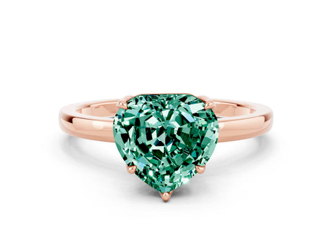 Rose gold Heart Cut Solitaire Diamond Ring with Thin Band and Four-Prong Setting