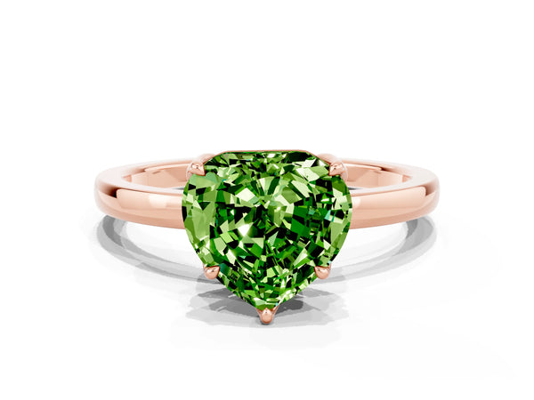 Rose gold Heart Cut Solitaire Diamond Ring with Thin Band and Four-Prong Setting