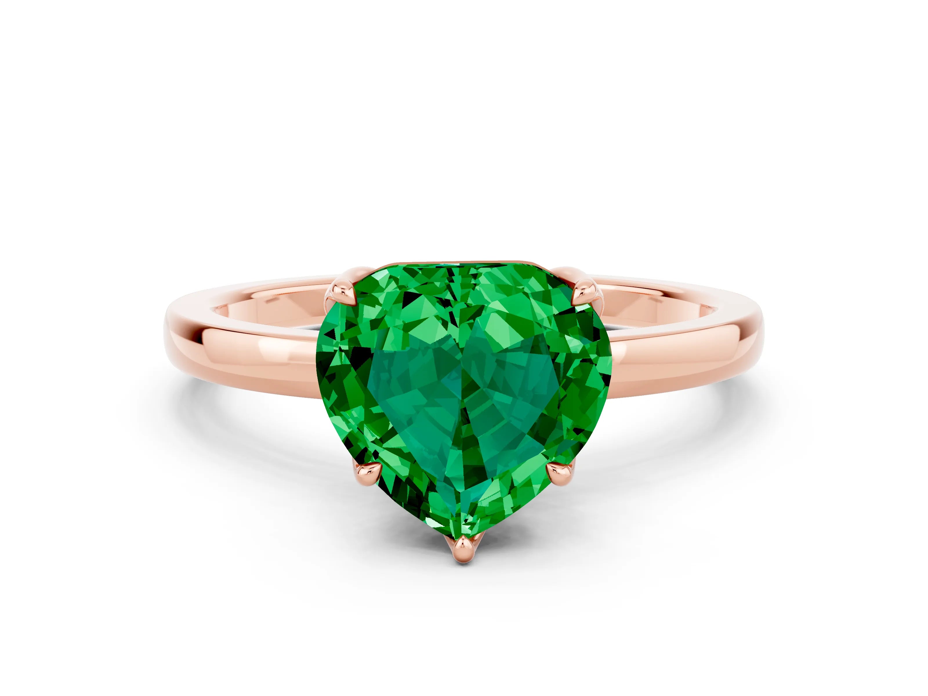 Rose gold Heart Cut Solitaire Diamond Ring with Thin Band and Four-Prong Setting