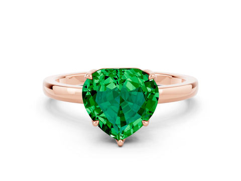 Rose gold Heart Cut Solitaire Diamond Ring with Thin Band and Four-Prong Setting