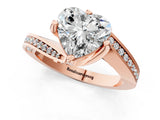 Rose gold Heart Cut Solitaire Diamond Twist Band with Pavé Setting and Four-Prong Setting_4