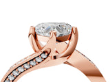 Rose gold Heart Cut Solitaire Diamond Twist Band with Pavé Setting and Four-Prong Setting_7