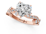 Rose gold Heart Cut Solitaire Diamond Twisted Band with Pave Setting_42