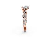 Rose gold Heart Cut Solitaire Diamond Twisted Band with Pave Setting_43
