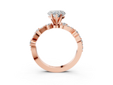 Rose gold Heart Cut Solitaire Diamond Twisted Band with Pave Setting_44
