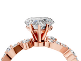 Rose gold Heart Cut Solitaire Diamond Twisted Band with Pave Setting_45