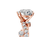 Rose gold Heart Cut Solitaire Diamond Twisted Band with Pave Setting_46