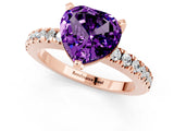 Rose gold Heart Cut Solitaire Diamond with Pavé Band and Four-Prong Setting_1