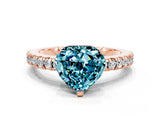Rose gold Heart Cut Solitaire Diamond with Pavé Band and Four-Prong Setting