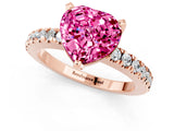 Rose gold Heart Cut Solitaire Diamond with Pavé Band and Four-Prong Setting_1