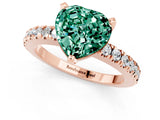 Rose gold Heart Cut Solitaire Diamond with Pavé Band and Four-Prong Setting_1