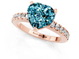 Rose gold Heart Cut Solitaire Diamond with Pavé Band and Four-Prong Setting_1