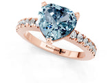 Rose gold Heart Cut Solitaire Diamond with Pavé Band and Four-Prong Setting_1