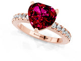 Rose gold Heart Cut Solitaire Diamond with Pavé Band and Four-Prong Setting_1