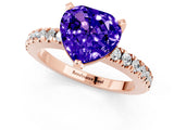 Rose gold Heart Cut Solitaire Diamond with Pavé Band and Four-Prong Setting_1
