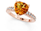 Rose gold Heart Cut Solitaire Diamond with Pavé Band and Four-Prong Setting_1
