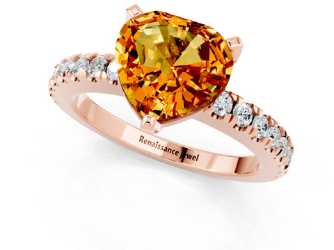 Rose gold Heart Cut Solitaire Diamond with Pavé Band and Four-Prong Setting_1