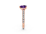 Rose gold Heart Cut Solitaire Diamond with Pavé Band and Four-Prong Setting_2