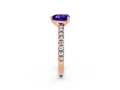 Rose gold Heart Cut Solitaire Diamond with Pavé Band and Four-Prong Setting_2
